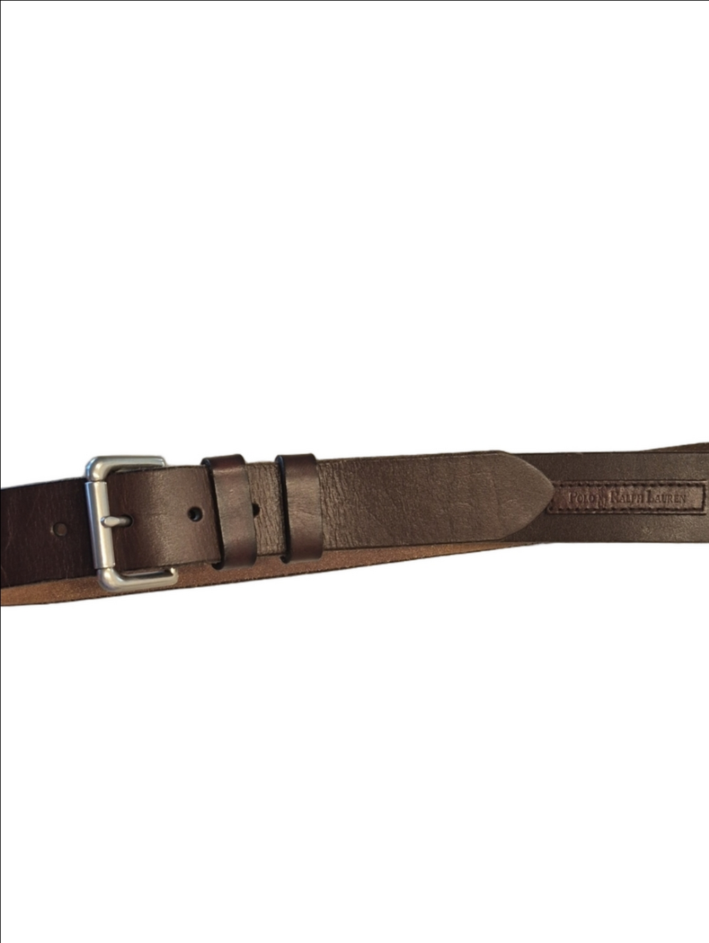 Ralph Lauren Dark Brown Leather Men's Belt with Silver Buckle Size 36